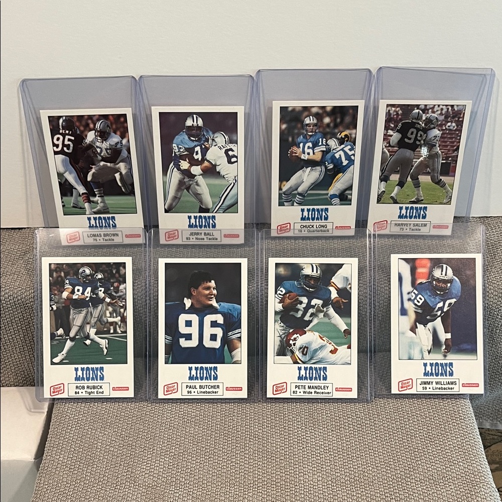 1988 Oscar Mayer-Claussen Detroit Lions Football Trading Cards Set